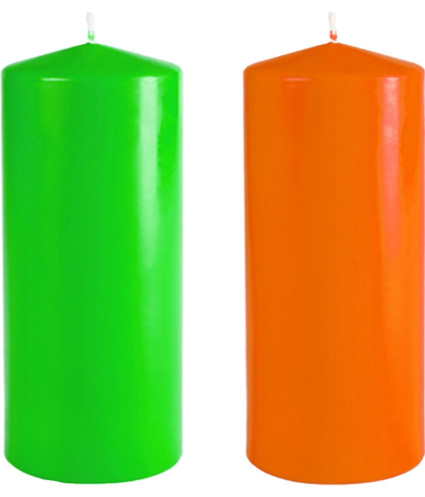     			ASIDEA Multicolour Pillar Candle 10 cm ( Pack of 2 )