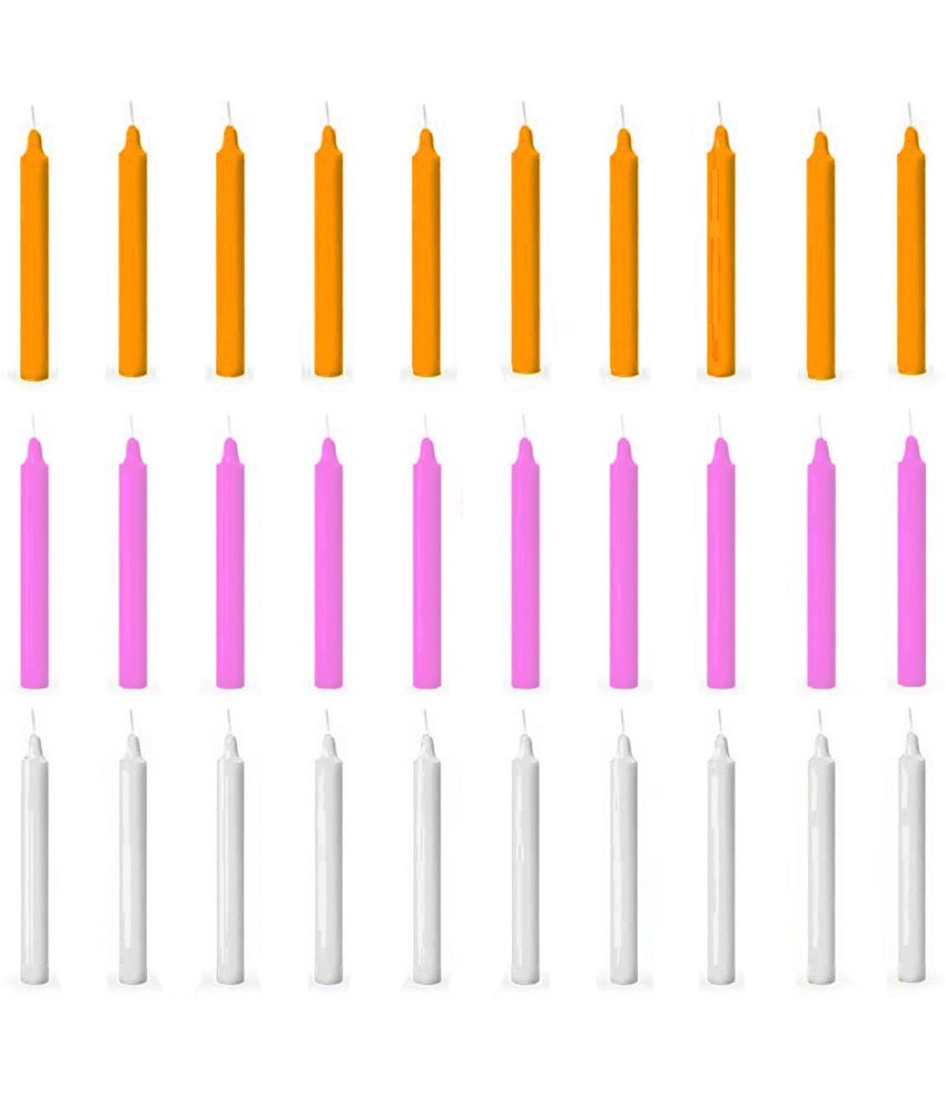     			ASIDEA Multicolour Tapered Candle 10 cm ( Pack of 30 )