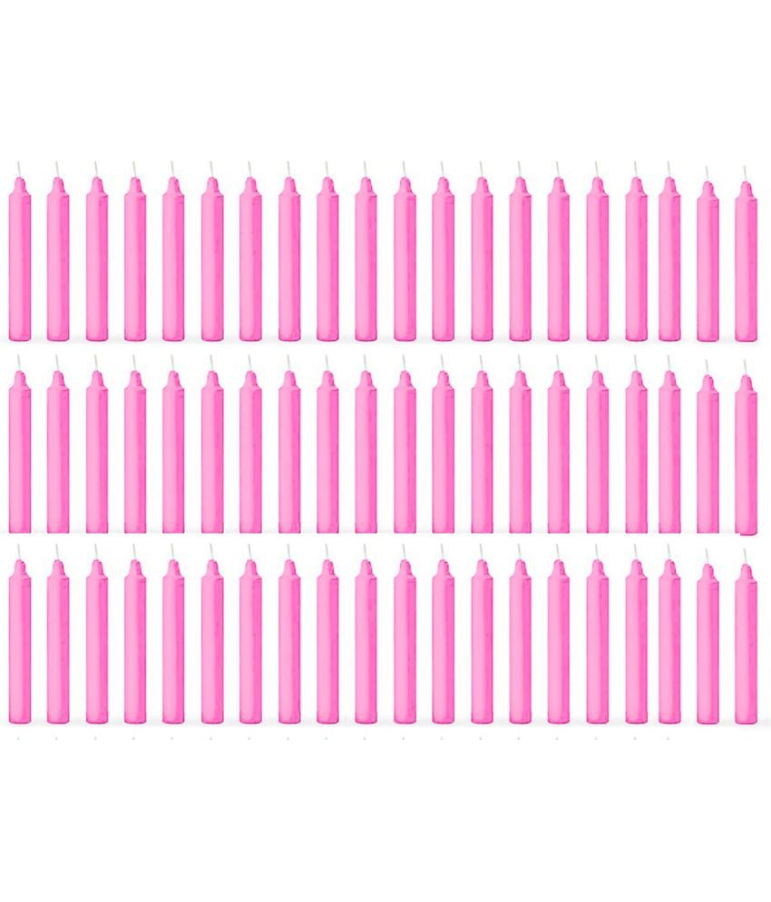     			ASIDEA Pink Tapered Candle 10 cm ( Pack of 60 )