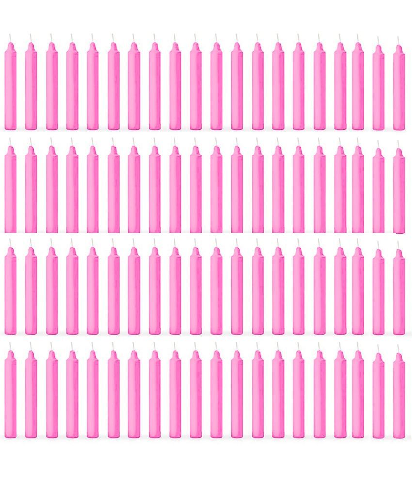     			ASIDEA Pink Tapered Candle 10 cm ( Pack of 80 )