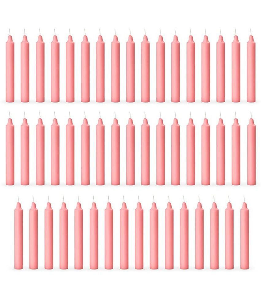     			ASIDEA Pink Tapered Candle 10 cm ( Pack of 50 )