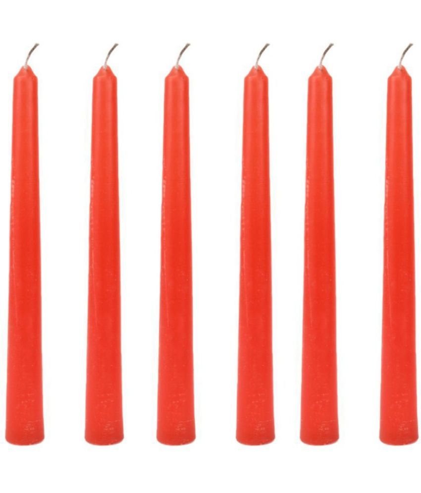     			ASIDEA Red Tapered Candle 10 cm ( Pack of 6 )