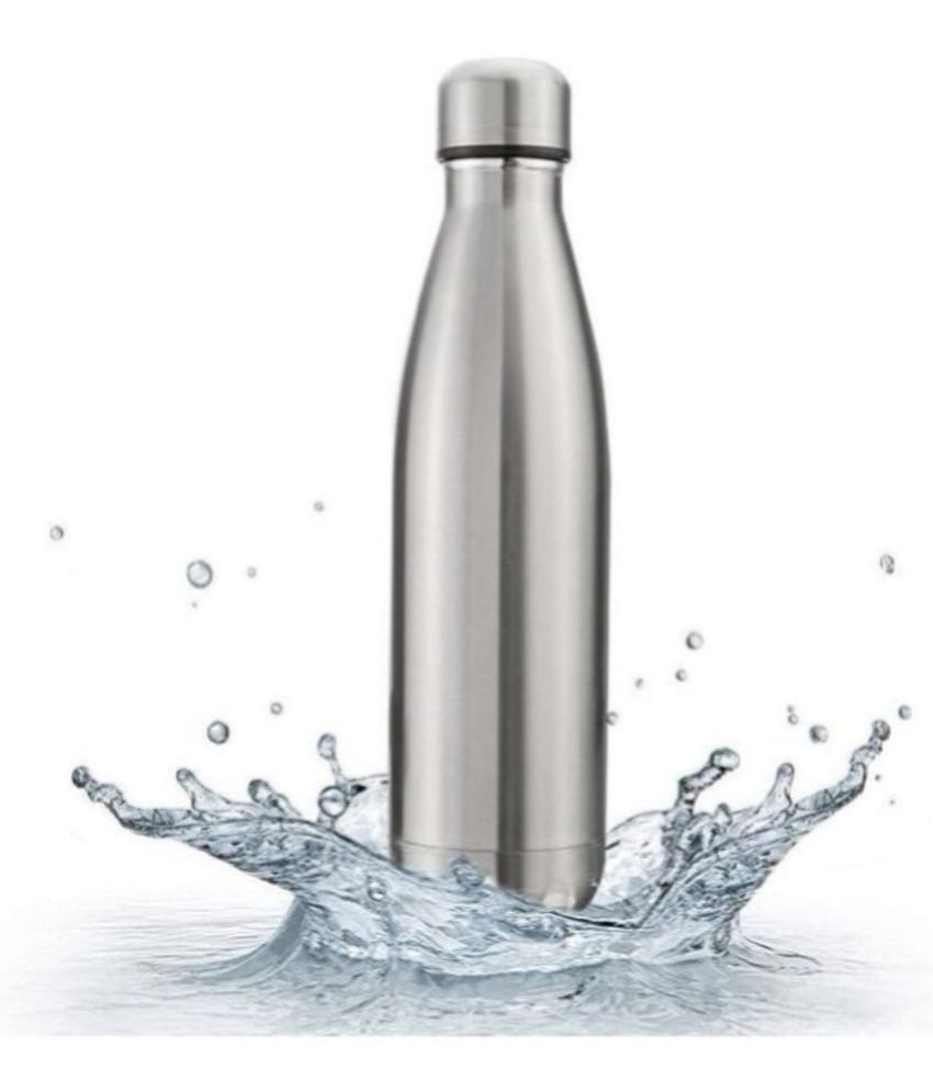     			Bluedeal Water Bottle Silver Steel Water Bottle 500 mL ( Set of 1 )