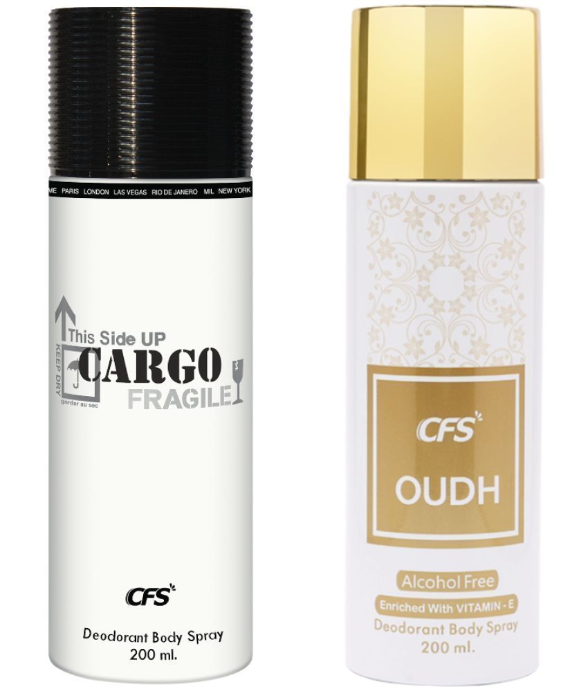     			CFS  Cargo White & Oudh White  Body Spray for Unisex 400 ml ( Pack of 2 )