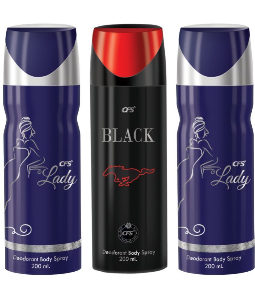     			CFS  Lady, Lady & Black Body Spray for Unisex 600 ml ( Pack of 3 )