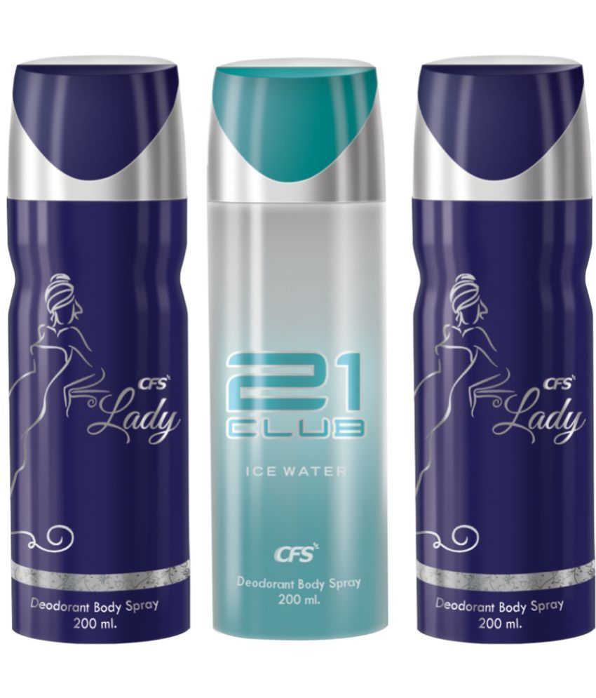     			CFS  Lady, Lady & Ice Water Deodorant Spray for Unisex 600 ml ( Pack of 3 )