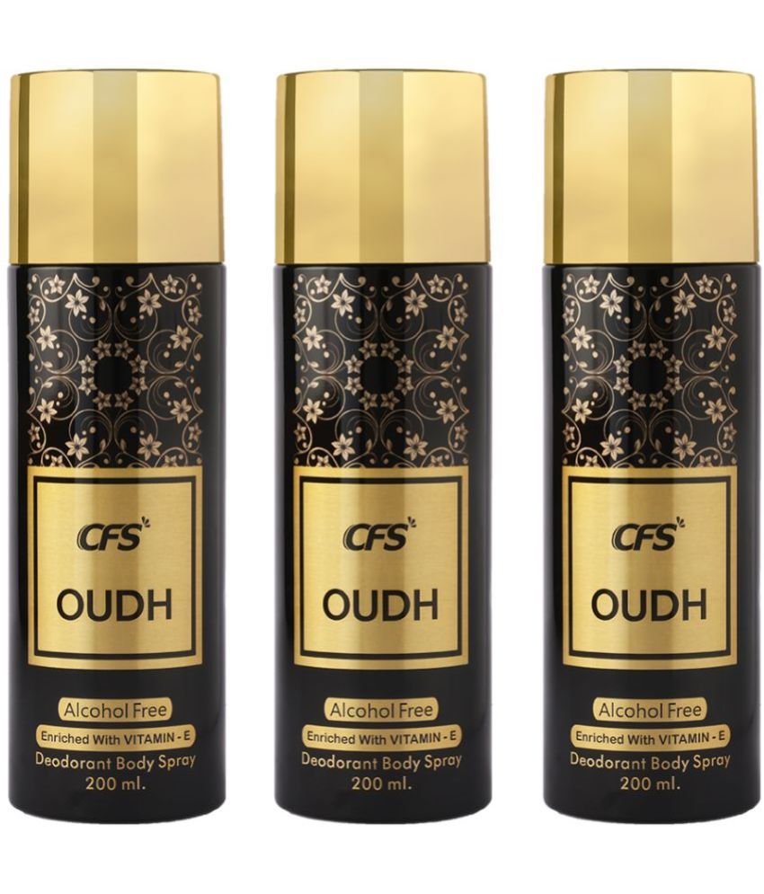     			CFS  Oudh Black Deodorant Spray for Unisex 600 ml ( Pack of 3 )