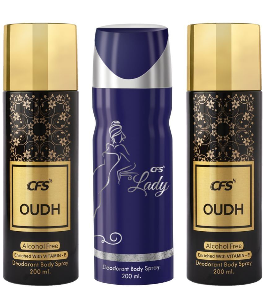     			CFS  Oudh Black, Oudh Black & Lady Deodorant Spray for Unisex 600 ml ( Pack of 3 )