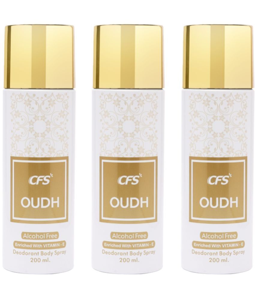     			CFS  Oudh White Body Spray for Unisex 600 ml ( Pack of 3 )