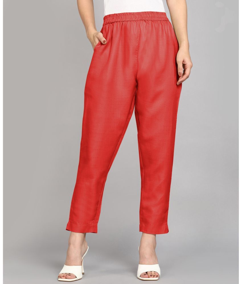     			Colorscube - Red Cotton Women's Straight Pant ( Pack of 1 )