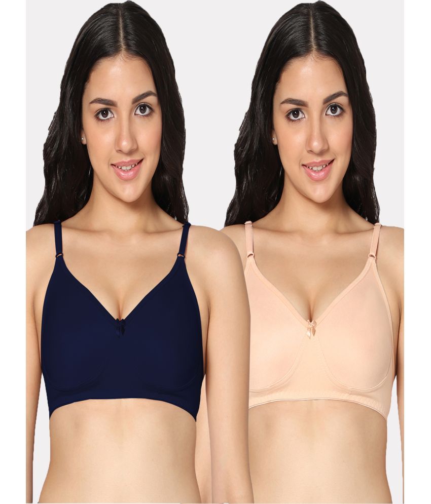     			IN CARE LINGERIE Multicolor Cotton Blend Non Padded Women's Everyday Bra ( Pack of 2 )