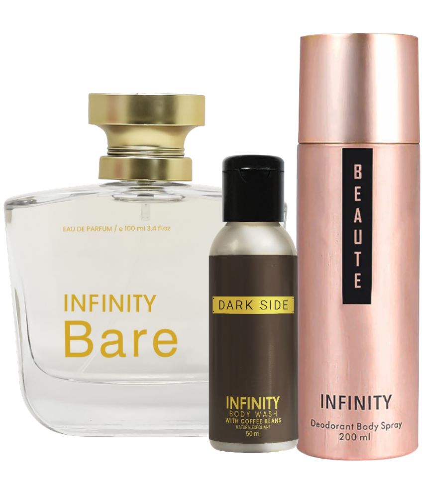     			Infinity Bare EDP Perfume 100ml, Beaute Deo Body Spray 200ml, Dark Side Body Wash 50ml