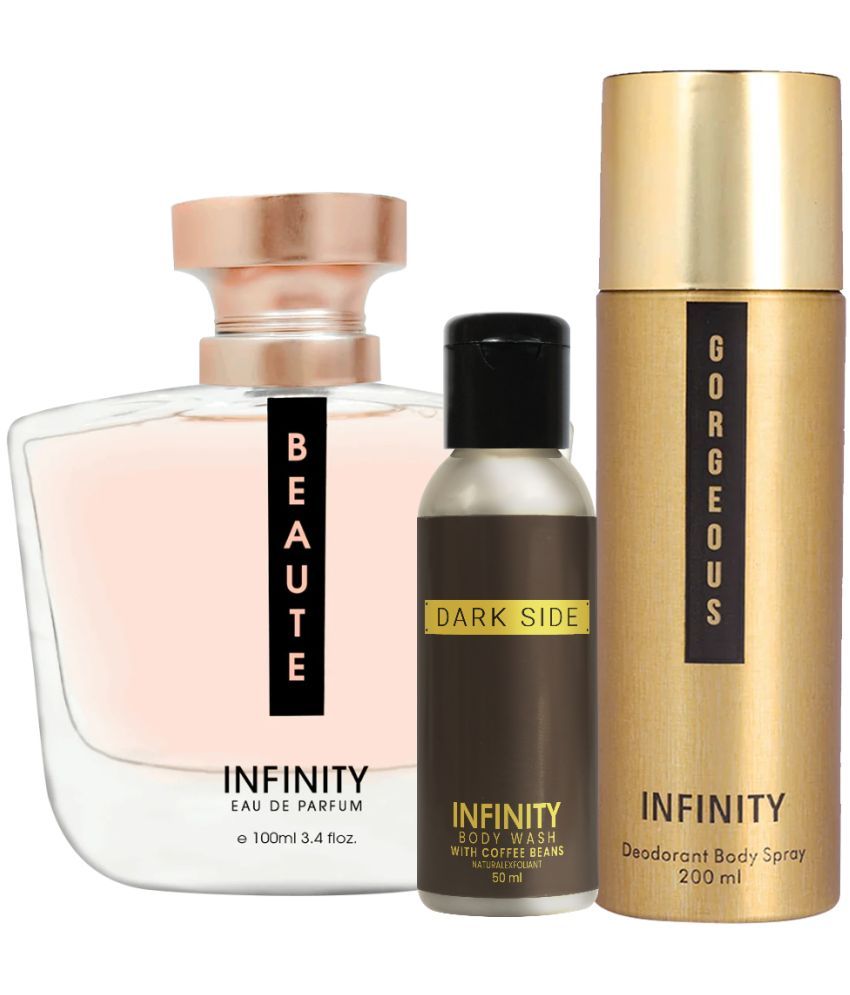     			Infinity Beaute EDP Perfume 100ml, Gorgeous Deo Body Spray 200ml, Dark Side Body Wash 50ml