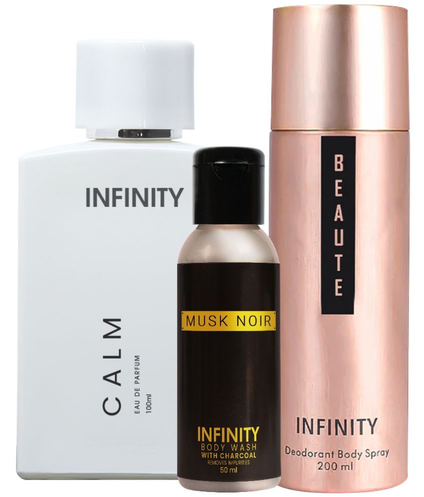     			Infinity Calm EDP Perfume 100ml, Beaute Deo Body Spray 200ml, Musk Noir Body Wash 50ml