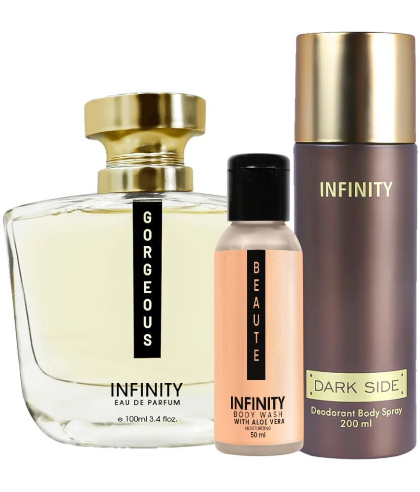     			Infinity Gorgeous EDP Perfume 100ml, Dark Side Deo Body Spray 200ml, Beaute Body Wash 50ml