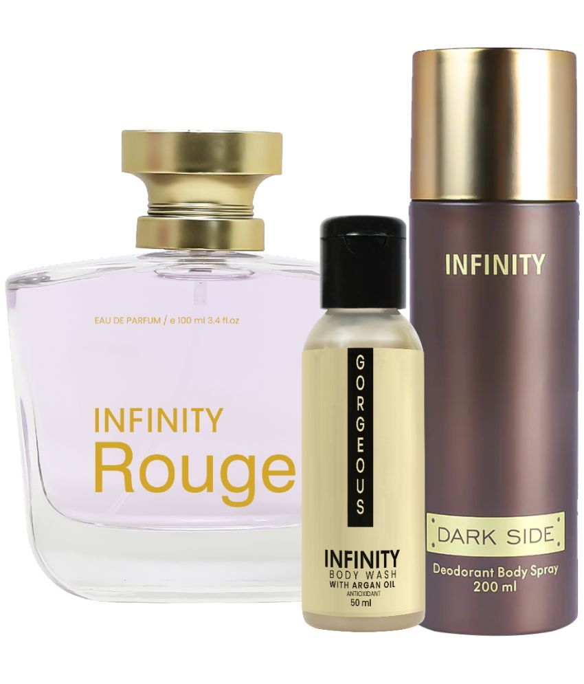     			Infinity Rouge EDP Perfume 100ml, Dark Side Deo Body Spray 200ml, Gorgeous Body Wash 50ml