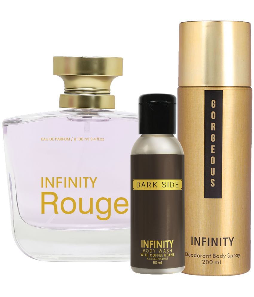     			Infinity Rouge EDP Perfume 100ml, Gorgeous Deo Body Spray 200ml, Dark Side Body Wash 50ml