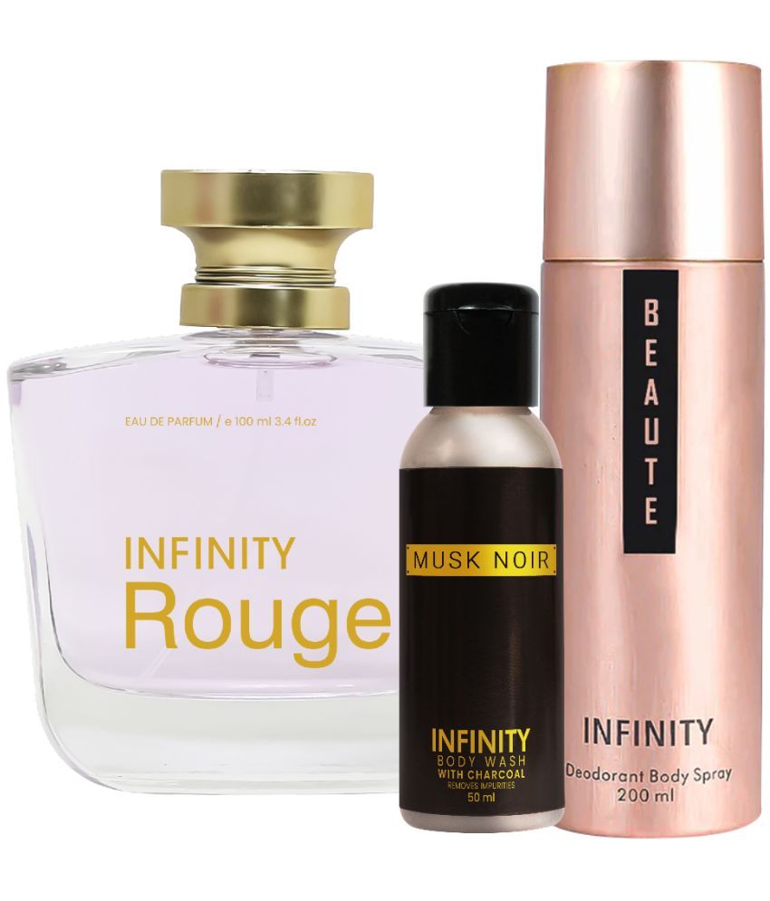     			Infinity Rouge EDP Perfume 100ml, Beaute Deo Body Spray 200ml, Musk Noir Body Wash 50ml