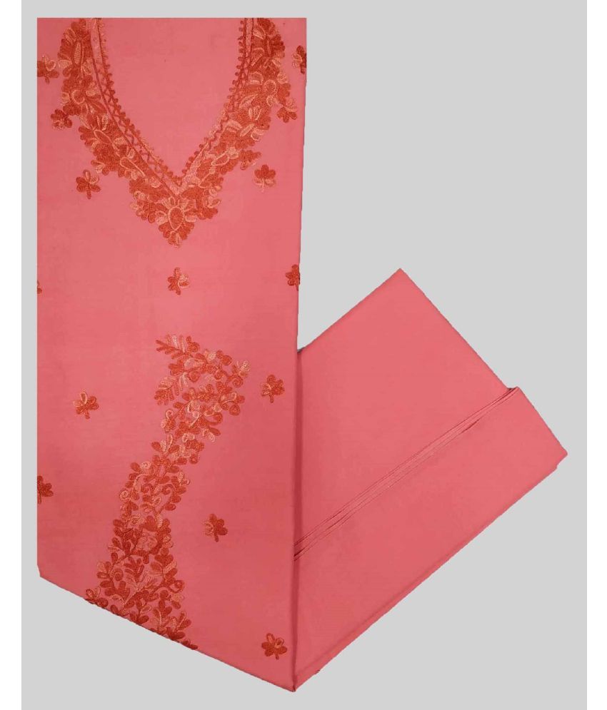     			KASHMIRI Unstitched Cotton Embroidered Dress Material - Pink ( Pack of 1 )