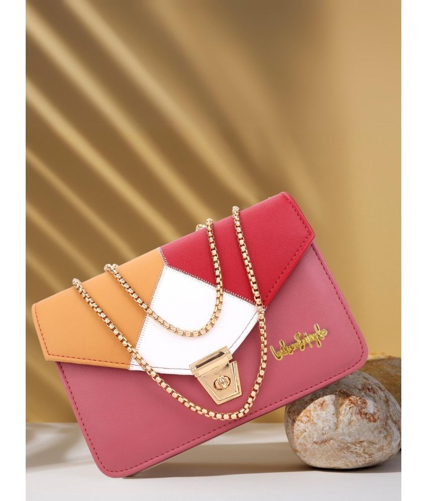     			LIKE STYLE Pink PU Sling Bag