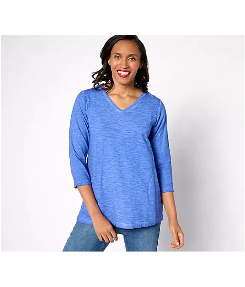     			Mishey Blue Cotton Women's Regular Top ( Pack of 1 )