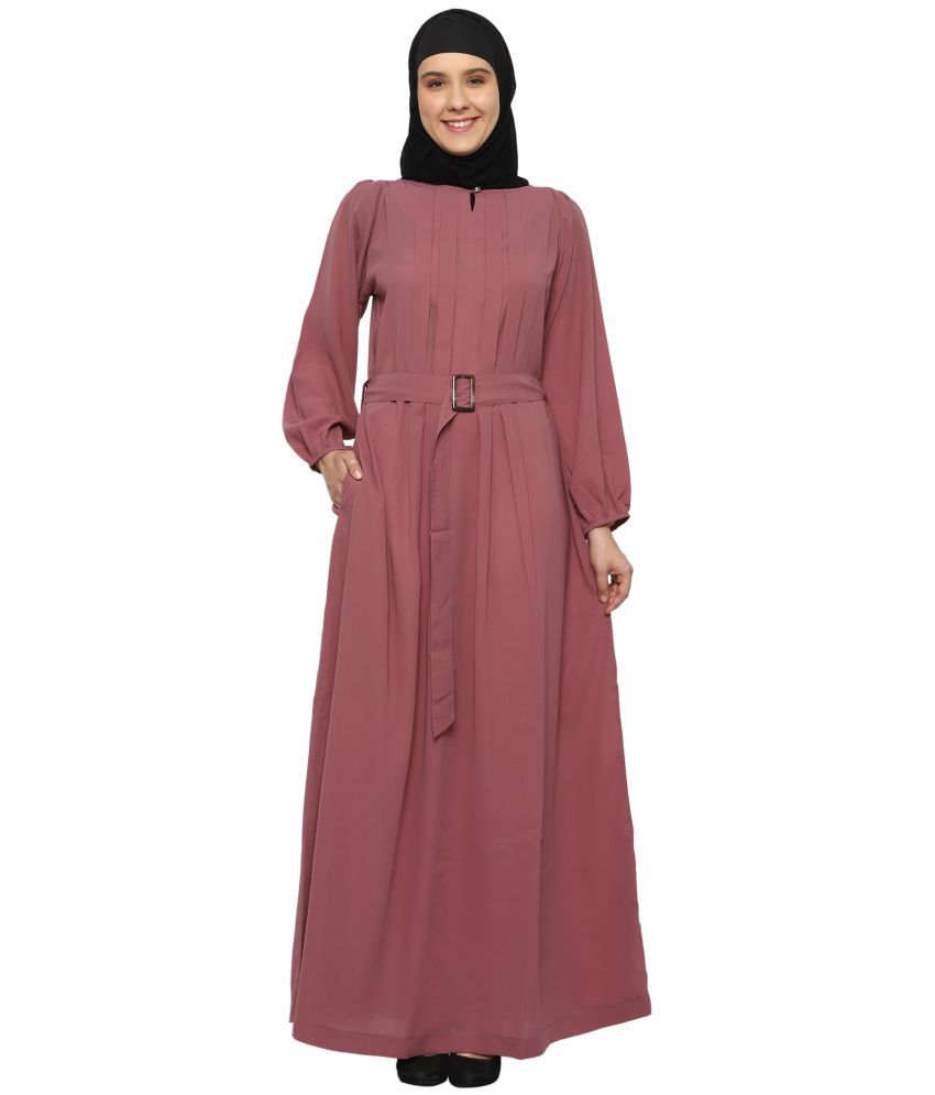     			Momin Libas Rust Polyester Stitched Burqas without Hijab -