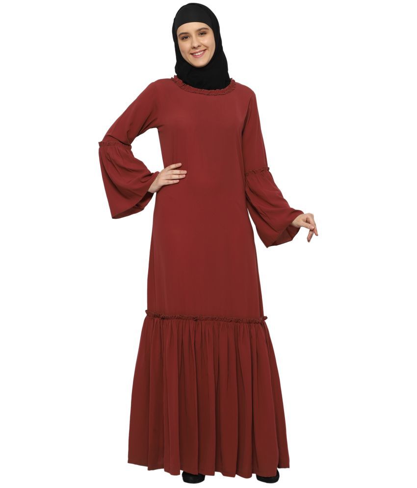     			Momin Libas Rust Polyester Stitched Burqas without Hijab -