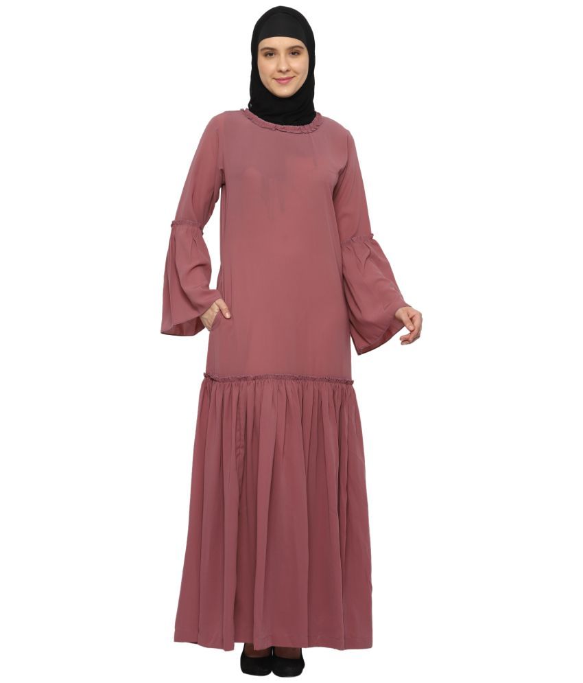     			Momin Libas Rust Polyester Stitched Burqas without Hijab -