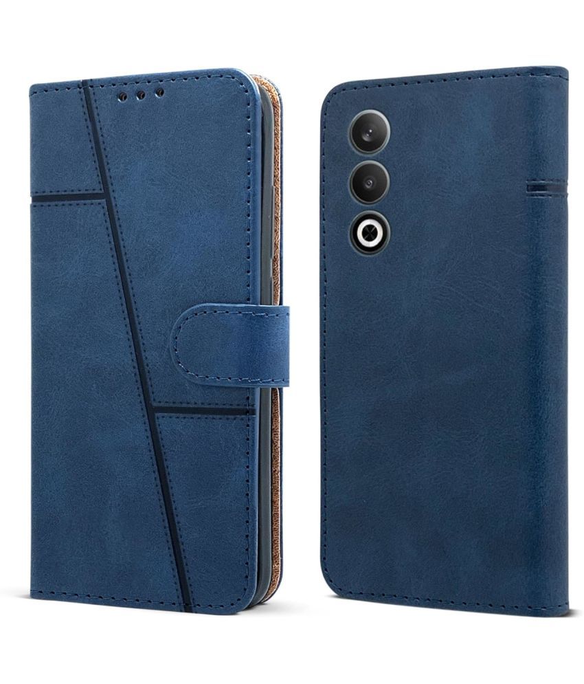     			NBOX Blue Flip Cover Artificial Leather Compatible For OnePlus Nord CE 4 5G ( Pack of 1 )