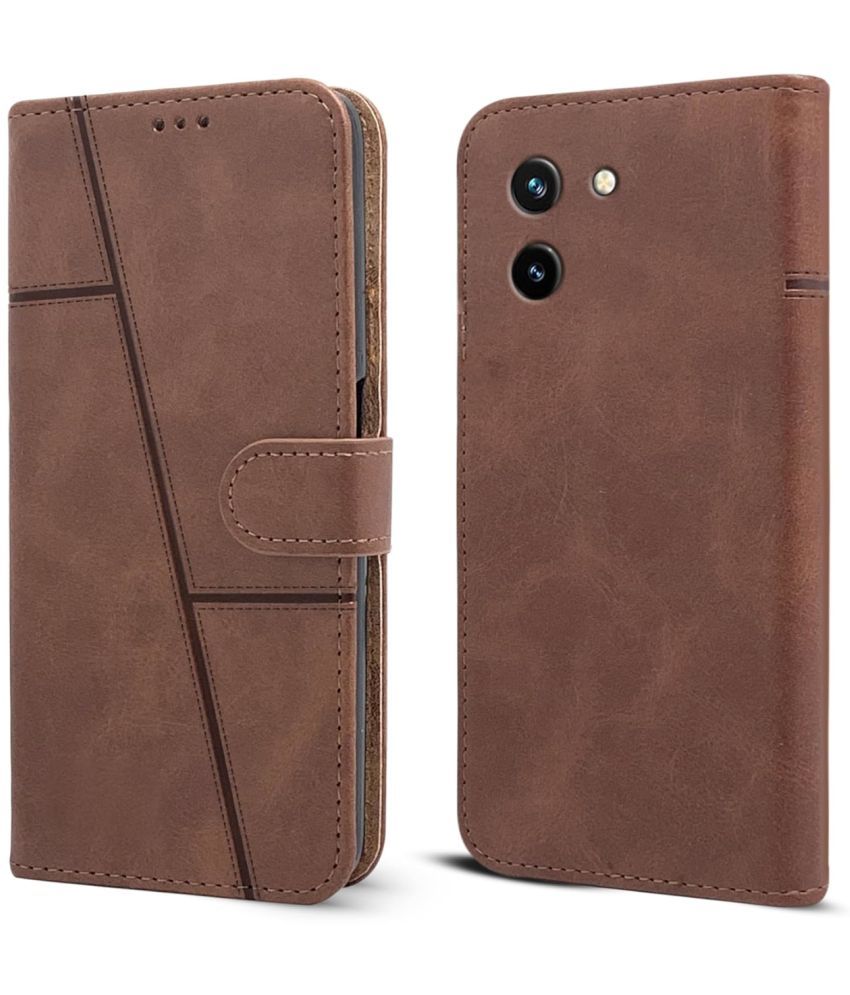     			NBOX Brown Flip Cover Artificial Leather Compatible For Vivo T3x 5G ( Pack of 1 )