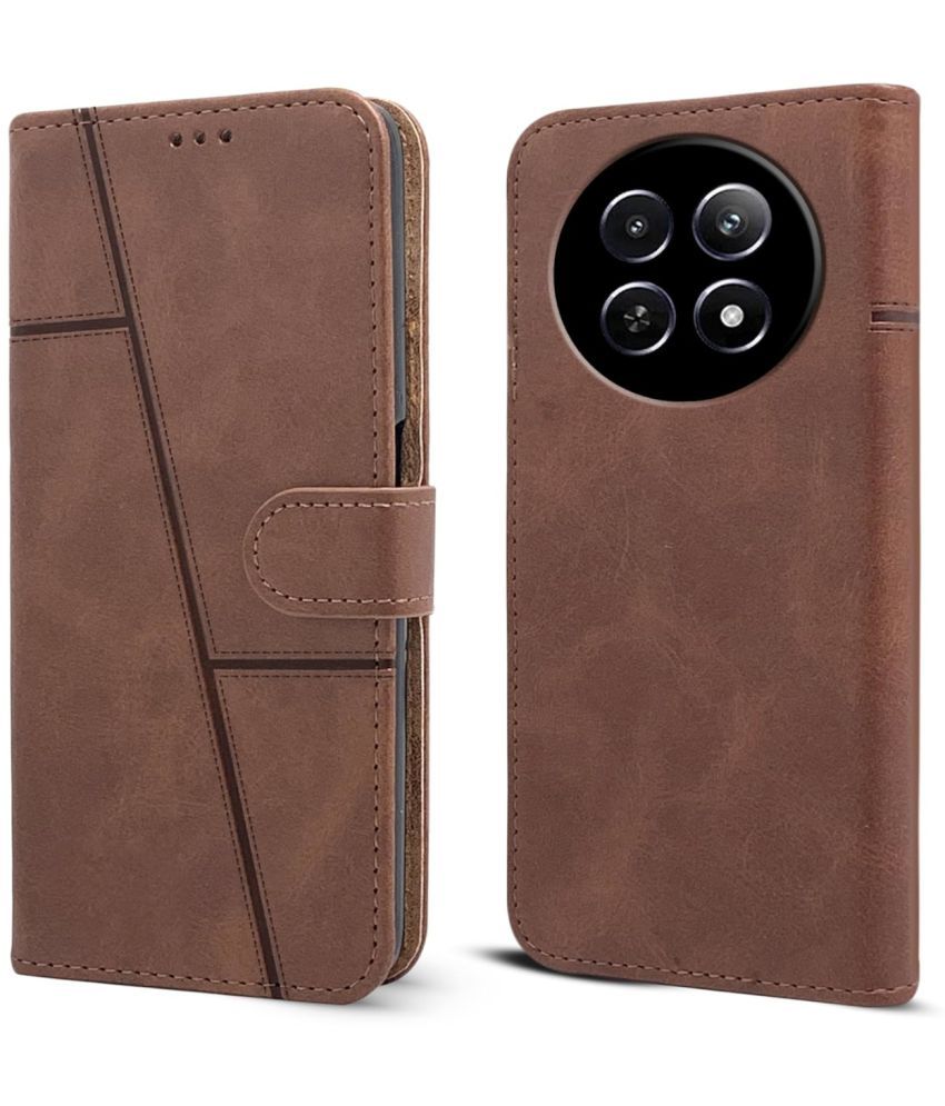     			NBOX Brown Flip Cover Artificial Leather Compatible For Realme Narzo 70x 5G ( Pack of 1 )