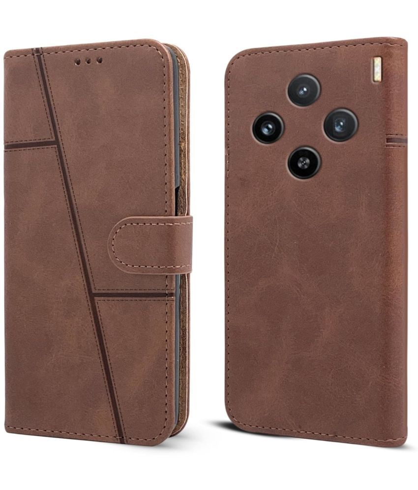     			NBOX Brown Flip Cover Artificial Leather Compatible For Vivo X100 ( Pack of 1 )