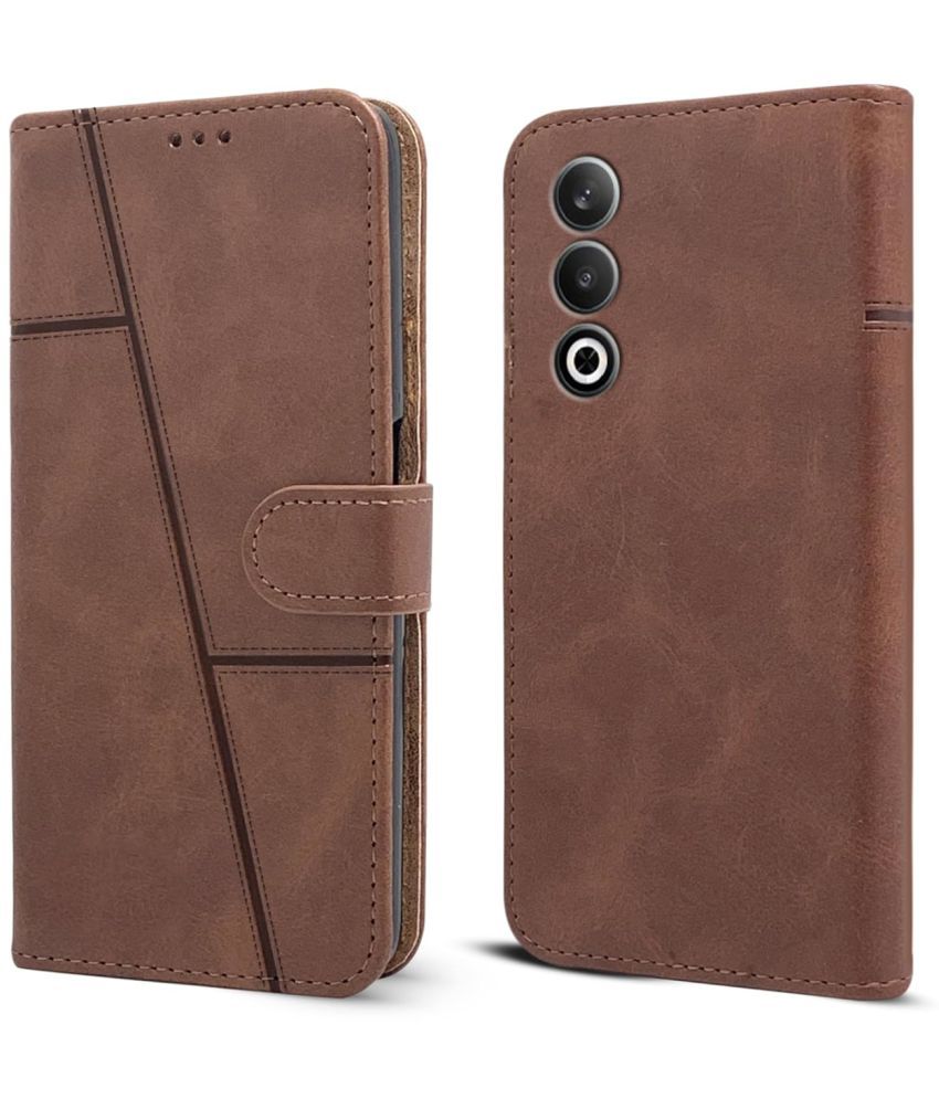     			NBOX Brown Flip Cover Artificial Leather Compatible For OnePlus Nord CE 4 5G ( Pack of 1 )