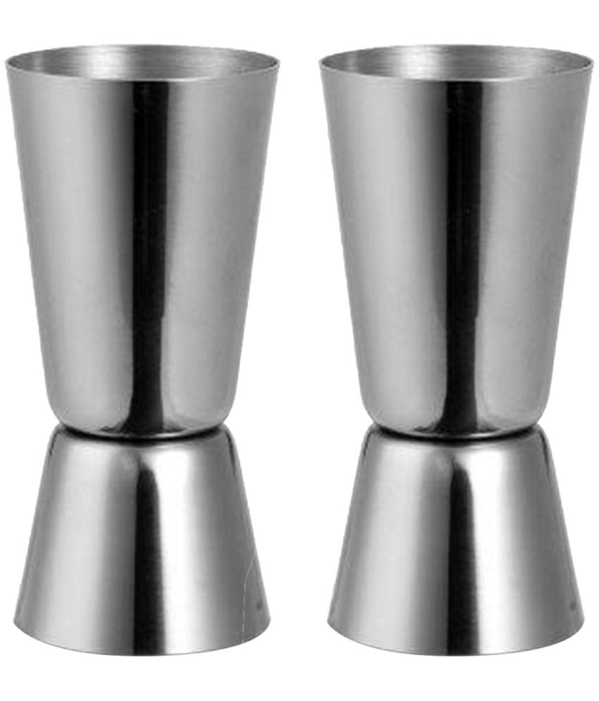     			OC9 Silver Stainless Steel 2 Peg Measure ( Set of 2 )