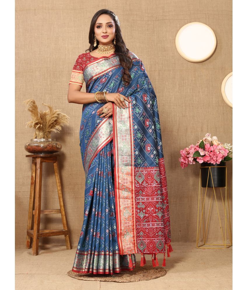     			OFLINE SELCTION , INDIA Silk Blend Woven Saree With Blouse Piece - Blue ( Pack of 1 )