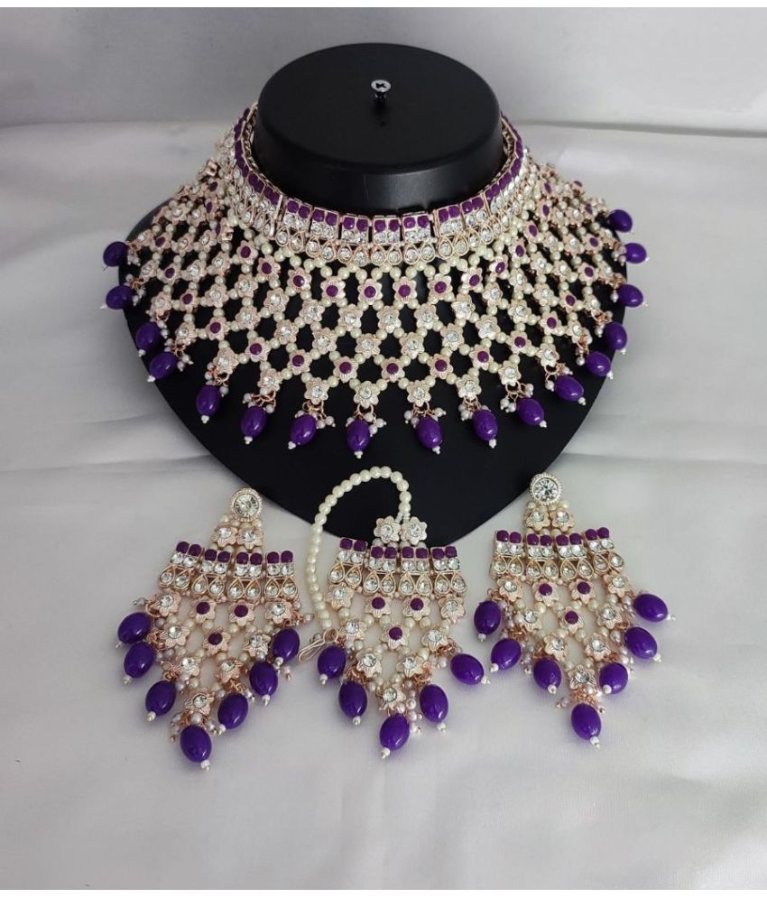     			Padmavati Bangles Purple Alloy Necklace Set ( Pack of 1 )