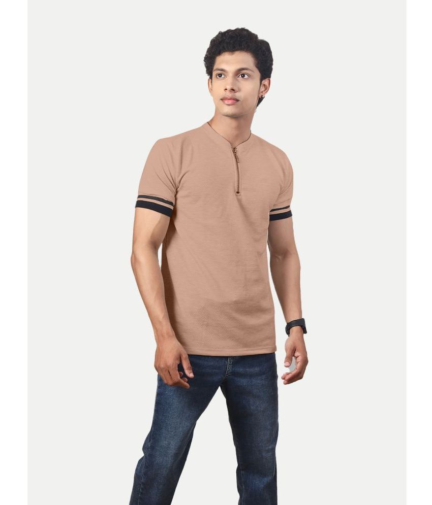     			Radprix Cotton Blend Regular Fit Colorblock Half Sleeves Men's T-Shirt - Beige ( Pack of 1 )