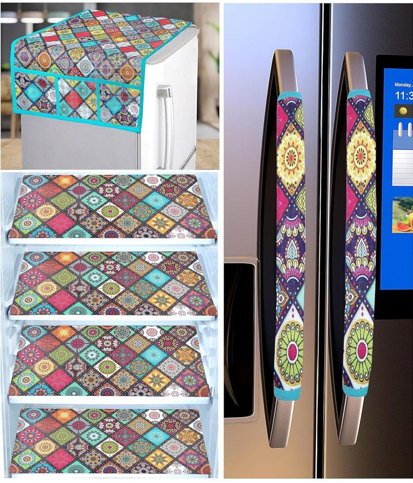     			Sanraksshan PVC Floral Fridge Mat & Cover ( 40 30 ) Pack of 6 - Multicolor