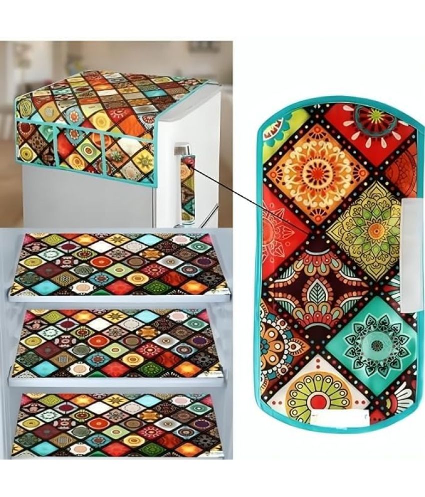     			Sanraksshan PVC Floral Fridge Mats ( 40 30 ) Pack of 5 - Multicolor