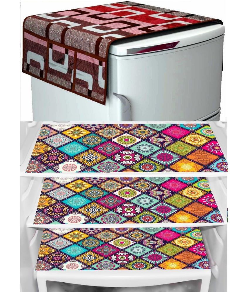     			Sanraksshan PVC Floral Fridge Mats ( 40 30 ) Pack of 4 - Multicolor