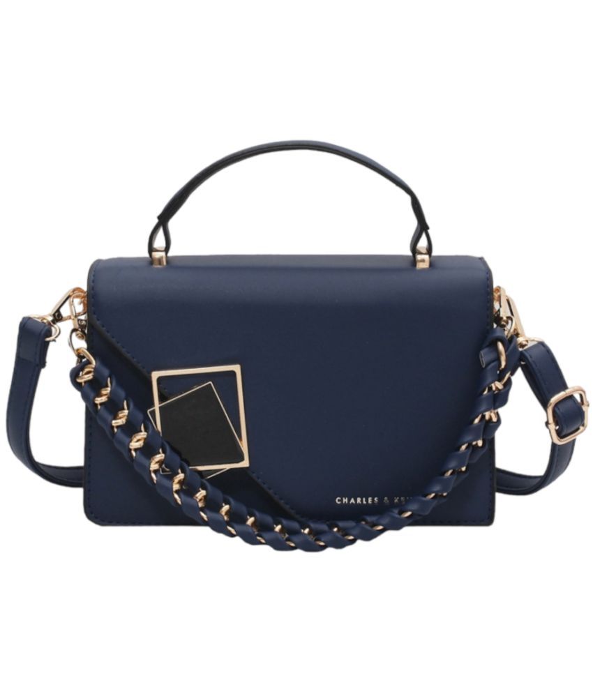     			Santorini Blue Artificial Leather Sling Bag