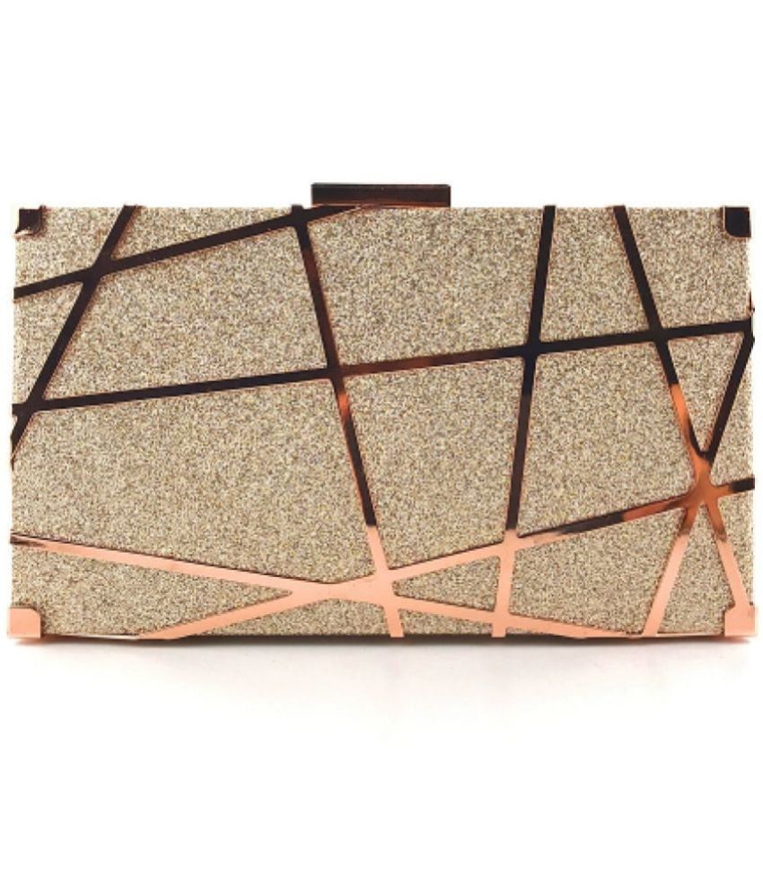     			Santorini Rose Gold Metal Box Clutch