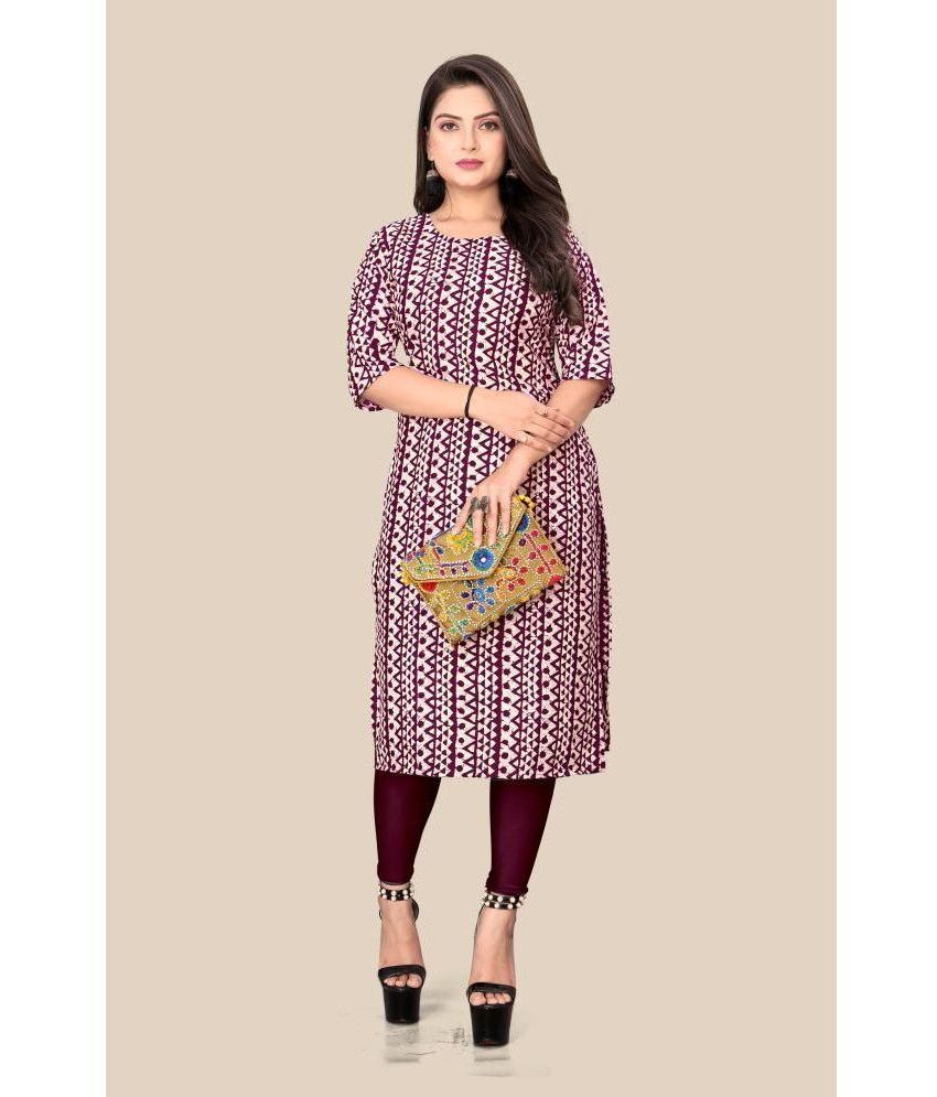     			Sukhvilas Fashion Crepe Printed A-line Women's Kurti - Maroon ( Pack of 1 )