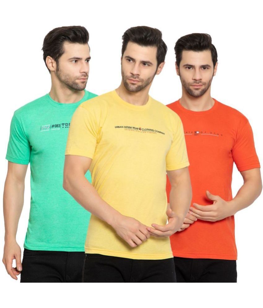     			Zeffit Cotton Blend Regular Fit Printed Half Sleeves Men's T-Shirt - Multicolor ( Pack of 3 )