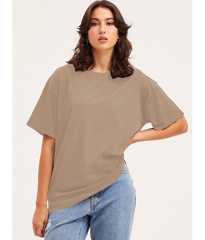     			clafoutis Beige Cotton Women's T-Shirt ( Pack of 1 )