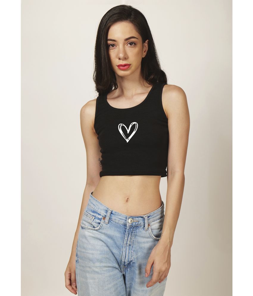     			fashion and youth Black Cotton Blend Women's Crop Top ( Pack of 1 )