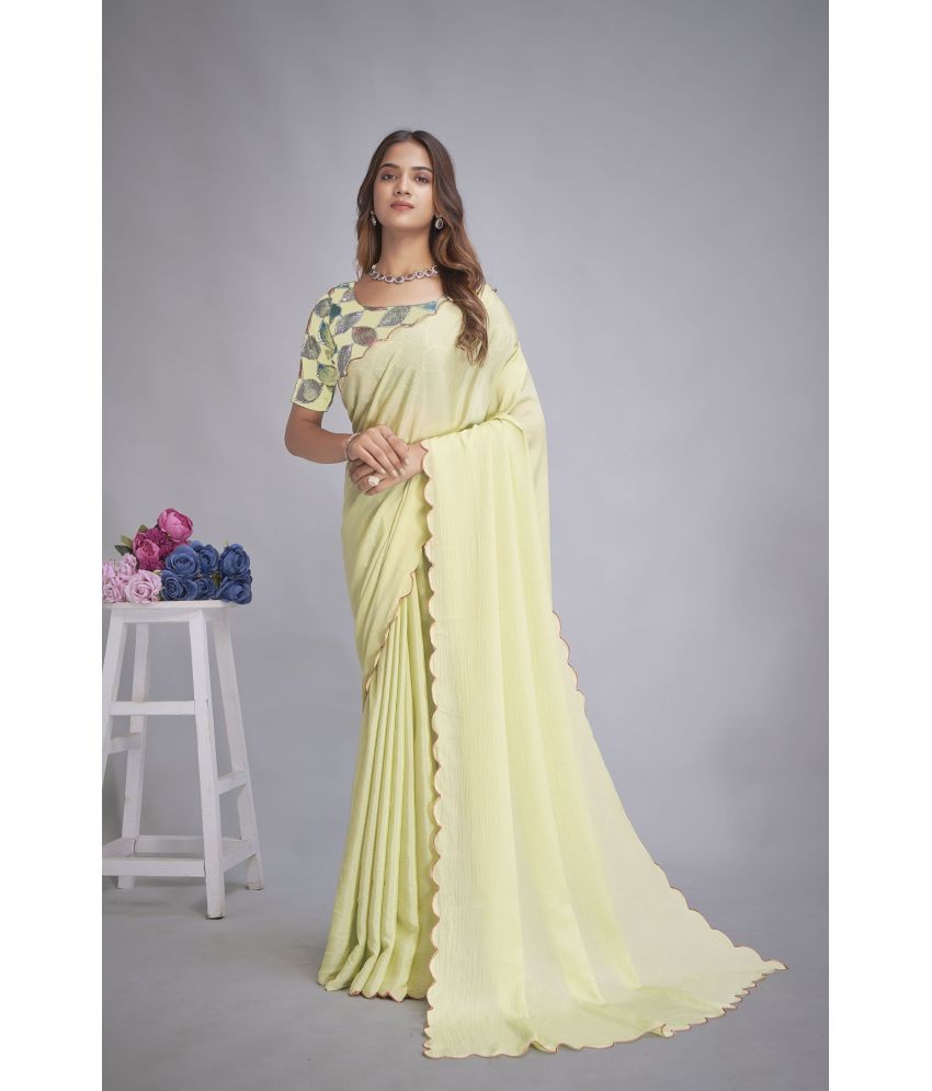     			Apnisha Chiffon Embellished Saree With Blouse Piece - Sea Green ( Pack of 1 )