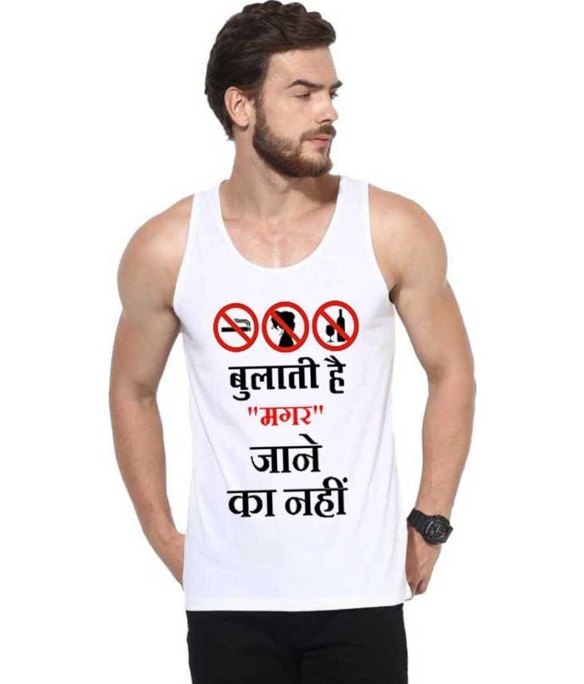     			Pack of 1 EDApparels Polyester Men's Vest ( White ) Gym Vest for Man