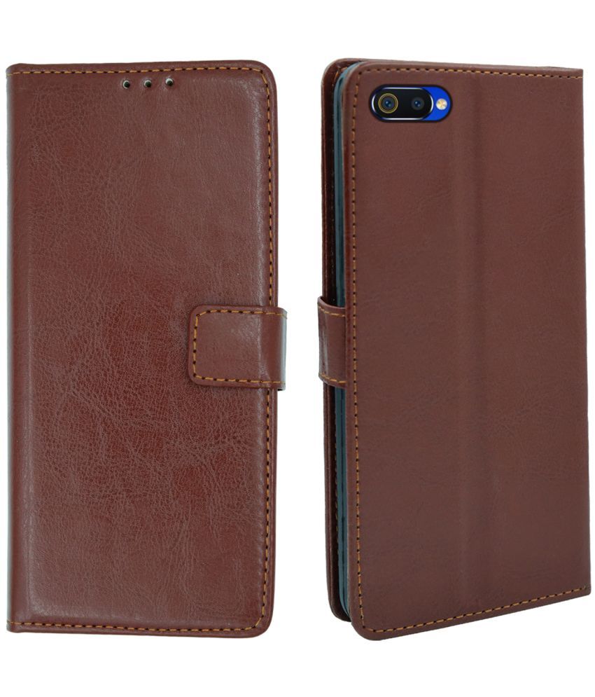     			ERAFLABBY Brown Flip Cover Artificial Leather Compatible For Realme C2 ( Pack of 1 )