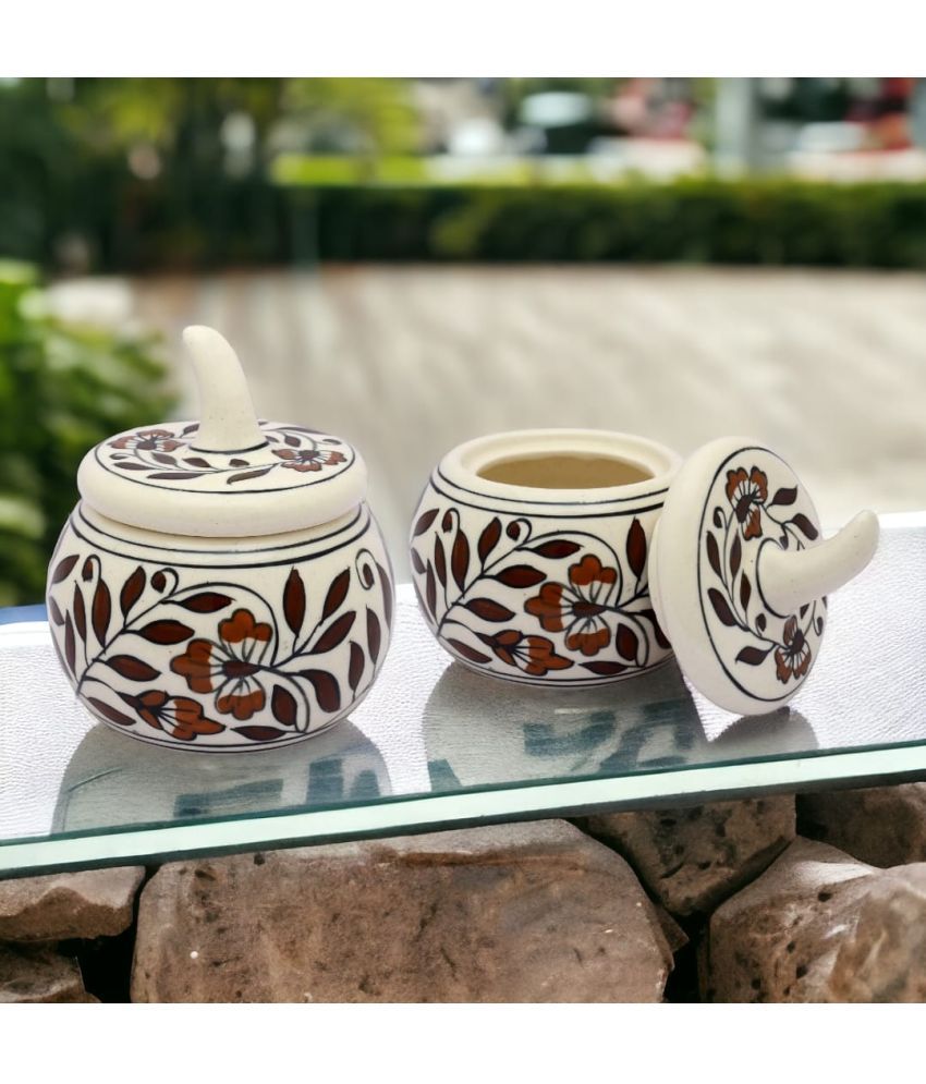     			Malaikah Brown Salt Jar Ceramic Brown Salt/Pepper Container ( Set of 2 )